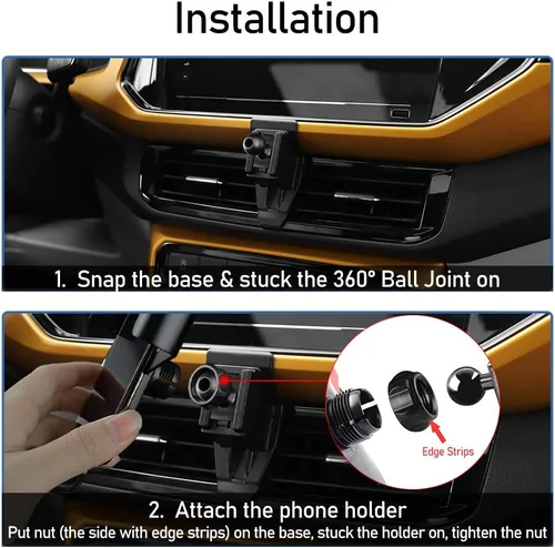 Miniatura 7 de Soporte universal para teléfono de automóvil compatible con Volkswagen VW T-Cross Tcross 2019 2020, soporte de teléfono de ventilación de aire, Negro