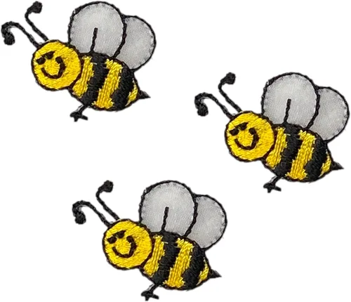 Miniatura 3 de Parche bordado para planchar en miniatura de abeja sonriente pequeña (1)
