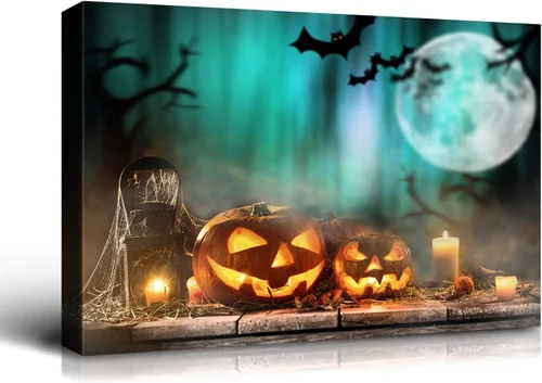 Miniatura 30 de Denozer - Pintura artística de pared de Halloween, impresión artística sobre lienzo para dormitorio, sala de estar, decoración de pared del hogar
