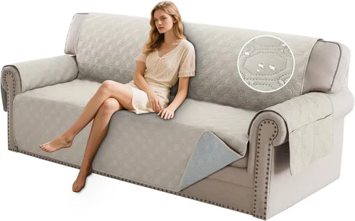 Miniatura 15 de PrinceDeco Funda para Silla y Sofá Impermeable Funda de Sillón Sofá Antideslizante Funda de Sofá Protector de Muebles con Correas Elásticas