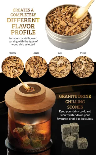 Miniatura 3 de Kit de ahumador de cóctel con antorcha y folleto de recetas, kit de ahumador de whisky y bourbon para bebidas, queso ahumado y carnes con 4 sabores