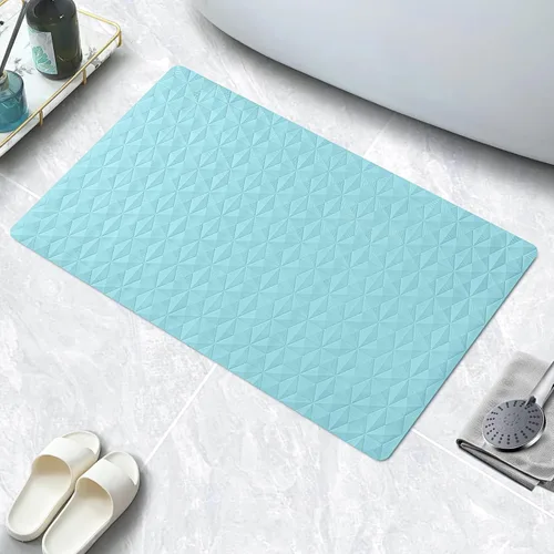Miniatura 5 de Tapete antideslizante de goma natural para bañera y ducha, tapete de seguridad de 16 x 28 pulgadas con ventosas, delicado patrón de diamante, más