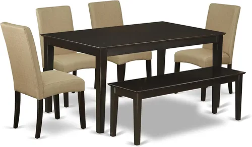 Miniatura 12 de East West Furniture CADR5-CAP-03 - Juego de mesa de comedor moderno de 5 piezas, incluye una mesa rectangular de madera y 4 sillas Parson tapizadas