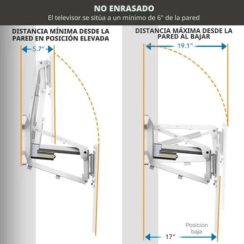 Miniatura 5 de MOUNT-IT! Soporte de pared motorizado para TV con chimenea Soporte de montaje de mantel eléctrico desplegable con control remoto, capacidad