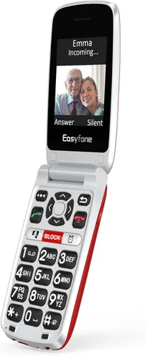 Miniatura 8 de Easyfone Prime-A1 Pro - Teléfono celular 4G Flip desbloqueado para personas mayores, fácil de usar, botones grandes, sonido claro, botón SOS y Rojo