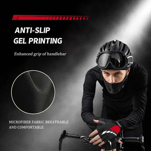 Miniatura 6 de Guantes de ciclismo, guantes de ciclismo acolchados de gel para hombres, antideslizantes, absorben los golpes, ligeros y transpirables, diseño
