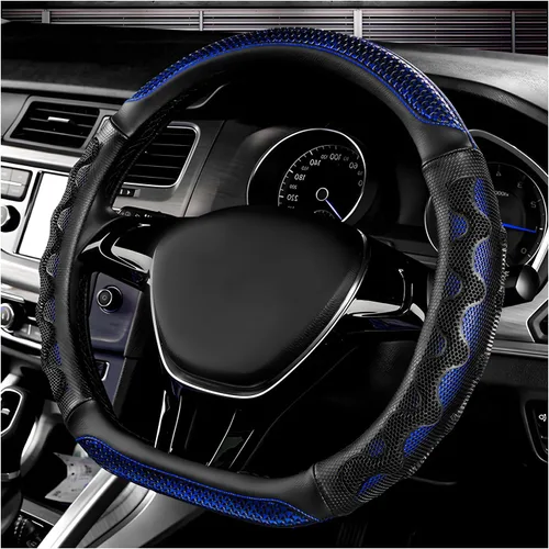 Miniatura 12 de Funda para volante de automóvil, protector de funda para volante antideslizante de 15 pulgadas con diseño de panal 3D, fundas universales para Rojo