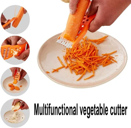 Miniatura 3 de Saim - Pelador de verduras, raspador de metal, rallador de frutas, cortador de verduras, 7 en 1, herramienta multifunción para cocina, naranja, 2