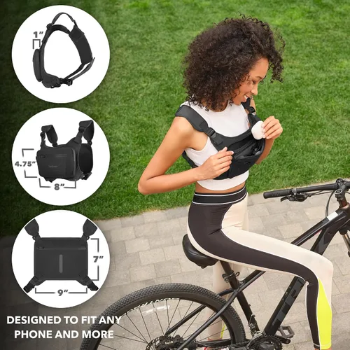 Miniatura 8 de Trailoom Paquete de cofre para correr, chaleco reflectante, repelente al agua, soporte para teléfono, bolsa de entrenamiento para corredores