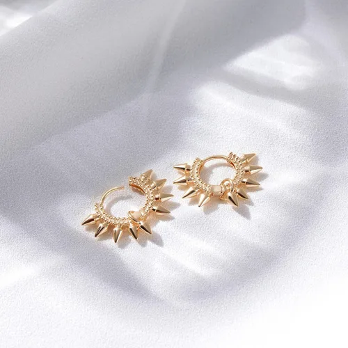 Miniatura 5 de VACRONA - Aretes tipo arracadas para mujer, chapados en oro de 14 quilates, diseño de aro de arracada