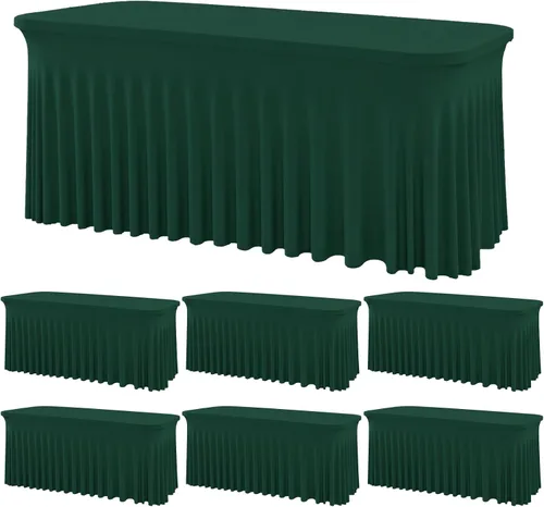 Miniatura 16 de Mantel rectangular de elastano negro, funda elástica ajustada para mesas rectangulares de 1,8 m, falda de mesa elástica sin arrugas para decoración