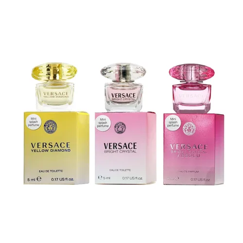 Versace Colección de Fragancias en Miniatura de 3 Piezas - Bright Crystal Absolu, Bright Crystal, Yellow Diamond - Set de Regalo para Mujeres 0.17