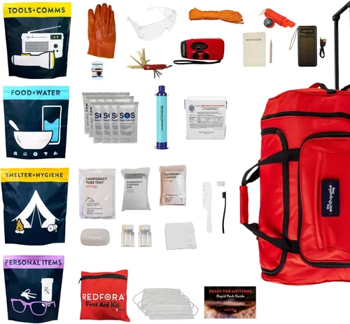 Miniatura 6 de Bolsa completa para terremotos: kit de emergencia de 3 días para terremotos, huracanes, incendios forestales, inundaciones + otros desastres