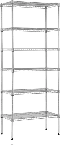 Miniatura 12 de PayLessHere Estante de alambre de 6 niveles 17 x 12 x 64 pulgadas Negro Estantes ajustables Estantes de almacenamiento de alta