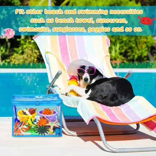 Miniatura 3 de Chunful Paquete de 6 bolsas grandes de almacenamiento de juguetes, organizador de rompecabezas de PVC transparente colorido para niños y niñas