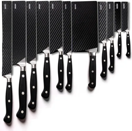 Miniatura 10 de Asaya Protectores profesionales para filos de cuchillos, cubiertas universales de cuchilla, extra resistencia, plástico ABS y forro de fieltro sin