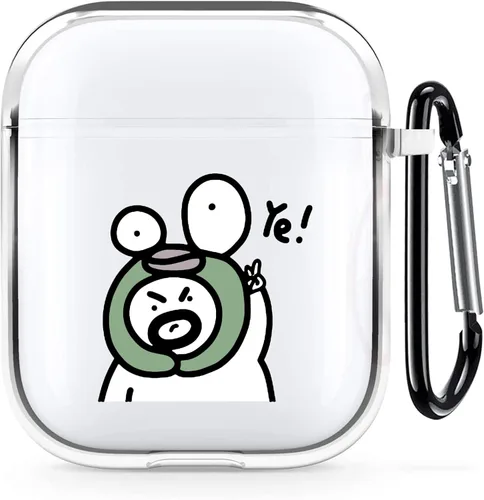 Miniatura 53 de Funda transparente para AirPods de 2ª generación de 1ª generación, diseño de gatito kawaii para mujeres, hombres y niños, funda de carga de TPU