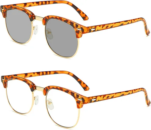Miniatura 9 de Gafas de lectura fotocrómicas de transición para hombres y mujeres, gafas de sol transparentes, lentes de sol para lectores UV400 Retro Rivet Square