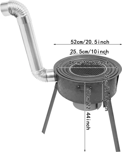 Miniatura 6 de Estufa de leña portátil, estufa de tienda de campaña caliente de acero inoxidable con tubos de chimenea, calefacción al aire libre y cocina estufa