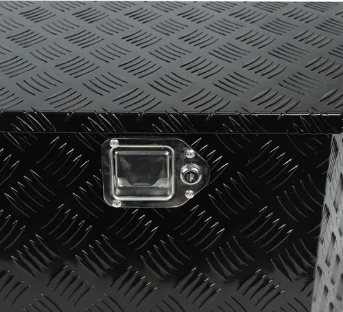 Miniatura 5 de Caja de herramientas de almacenamiento de lengua de aluminio de 29 pulgadas con cerradura y llaves, color negro