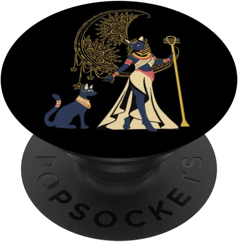 Ancient Egyptian Cat Goddess Bastet Egipto Crescent Moon PopSockets intercambiables PopGrip