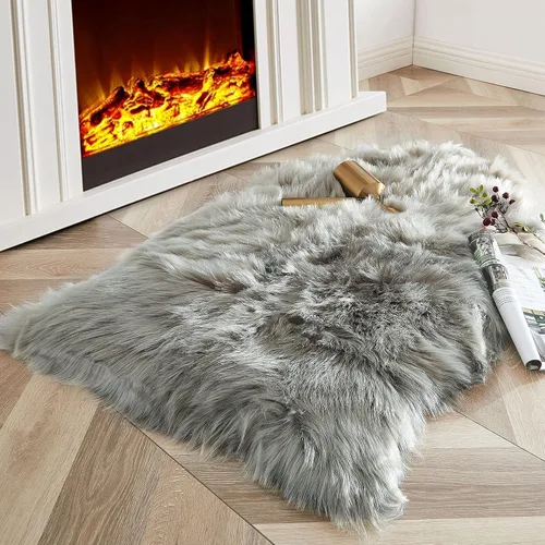 Miniatura 17 de Carvapet Funda de Silla de Piel de Oveja Sintética Suave de Lujo Cojín de Asiento Alfombras de Área de Piel Sintética Suave para Dormitorio, 2 pies