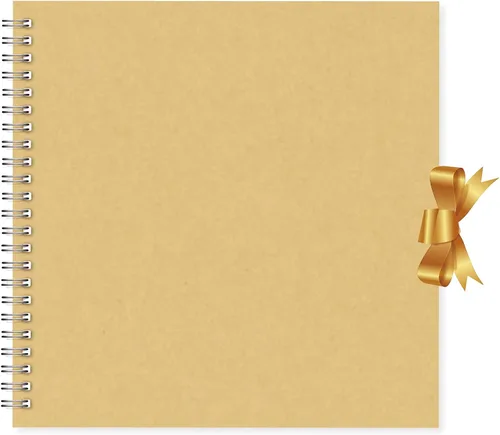 Álbum de recortes Kraft, álbum de fotos de tapa dura de 12 x 12 pulgadas, diseño cuadrado encuadernado en espiral, perfecto para libro de invitados,