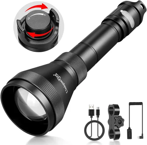 H5 850nm IR Iluminador Linterna Luces para Visión Nocturna Iluminador Infrarrojo Linterna con Control Dual Interruptor de Presión Remoto, Cargador