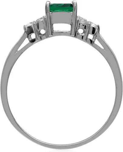 Miniatura 3 de Silvershake anillo de compromiso de plata esterlina 925 bañado en oro blanco con forma de octágono, 932 x 1364pulgadas.