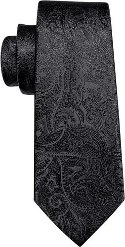 Miniatura 121 de Barry.Wang - Juego de corbata de seda para hombre, diseño de cachemira, pañuelo y gemelos de bolsillo