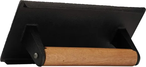 Miniatura 4 de EcoQuality - Prensa rectangular para parrilla con mango de madera de 9 x 5 pulgadas, resistente, prensa de tocino, prensa de hamburguesas, prensa
