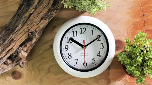 Miniatura 3 de Reloj resistente al agua de carcasa blanca perfecta, movimiento de barrido silencioso sin tictac, 6.5 pulgadas de diámetro, frente de vidrio ABS