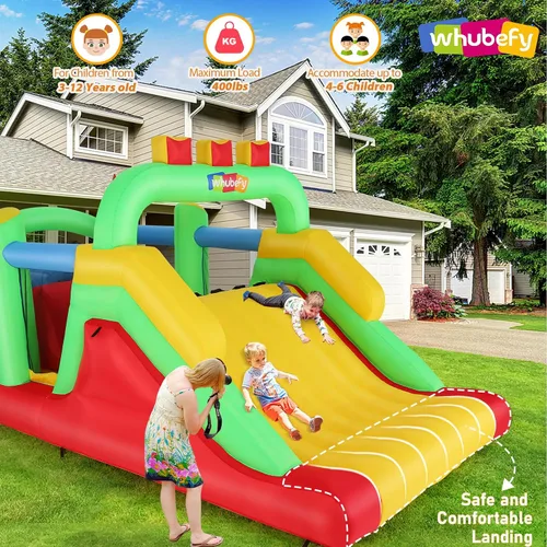 Miniatura 2 de Whubefy Casa inflable para carrera de obstáculos para niños grandes de 8 a 12 años, castillo de rebote grande de 18.5 x 8 pies con toboganes