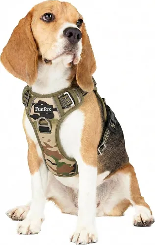 Miniatura 60 de Funfox Arnés para perro sin tirones, arnés de chaleco ajustable para mascotas, material súper suave con mango vertical, fácil control, paseo