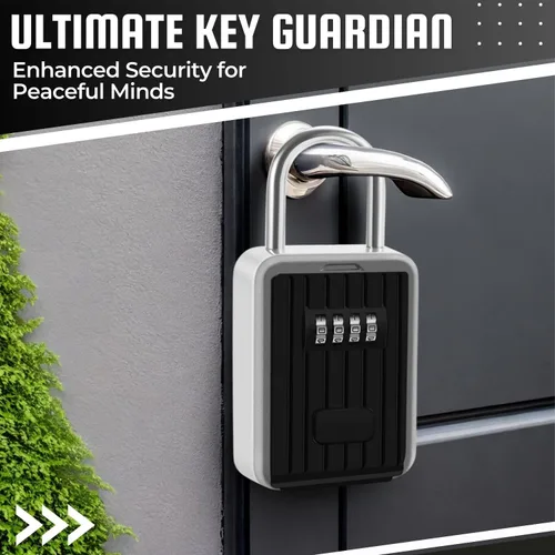Miniatura 2 de Flexzion Caja de bloqueo de llaves – Caja de seguridad portátil para llaves al aire libre – Caja de bloqueo de combinación de código de 4 dígitos