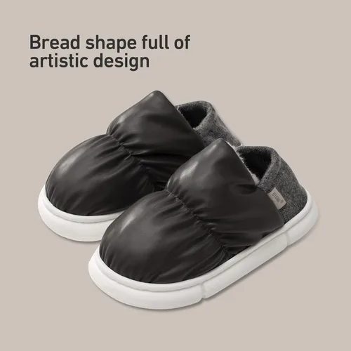 Miniatura 7 de utune Zapatillas de pan para mujeres y hombres, zapatos de invierno para exteriores, interiores, hogar, zapatilla de piel sintética, felpa cálida