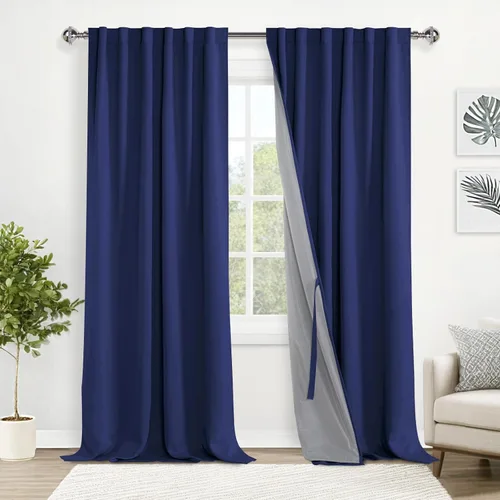 Miniatura 67 de XWZO Cortinas blancas 100% opacas con alzapaños, 2 capas gruesas completamente sombreadas con bolsillo para barra y pestaña trasera, cortinas
