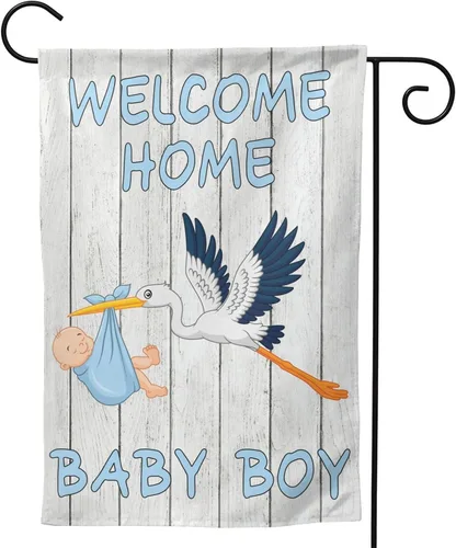 Miniatura 9 de Bandera de bienvenida para el jardín del bebé, cigüeña, baby shower, fiesta familiar, recién nacido, bandera de revelación de género, letrero