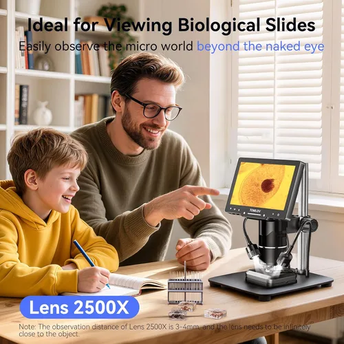 Miniatura 6 de TOMLOV TriL107 Microscopio digital de 3 lentes: Lupa de microscopio de monedas HDMI de 7 "2500X 2K para visión completa de monedas con pantalla IPS