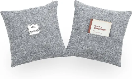 Xinrjojo Fundas de almohada cuadradas multifuncionales de lino de algodón con bolsillo, fundas de cojín para el hogar o el sofá, 18 x 18 pulgadas, 2