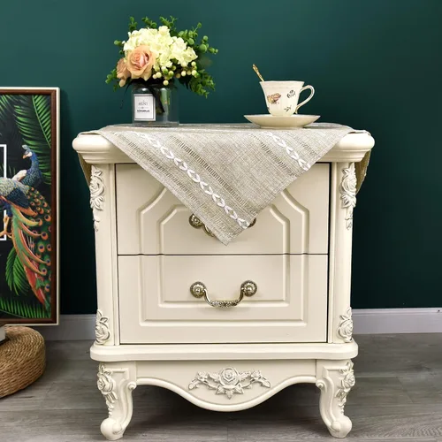 Miniatura 3 de NEWISHER Mantel cuadrado pequeño bordado rústico de 20 x 20 pulgadas, mantel de tela jacquard a rayas lavable para mesa de comedor para mesita