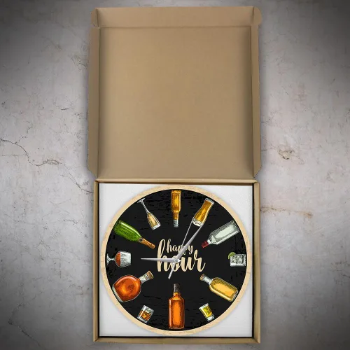 Miniatura 7 de Reloj de pared de vino de 12 pulgadas, Happy Hour Wine Time Wine Booze Beer Reloj de pared silencioso sin tictac reloj de pared para hombre, cueva