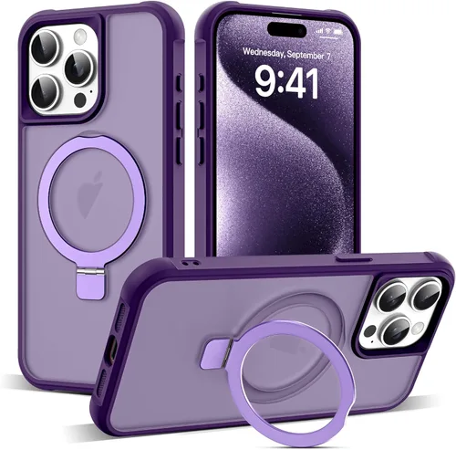 Miniatura 118 de SKYLMW – Funda compatible con iPhone 12 Pro Max y iPhone 13 Pro Max con soporte magnético invisible tipo anillo, fundas translúcidas para teléfonos
