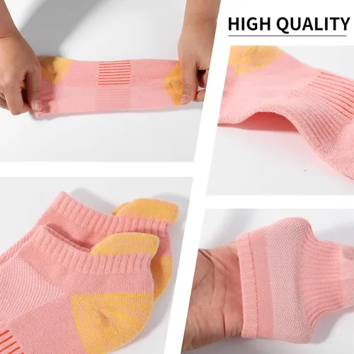 Miniatura 5 de BUDERMMY Calcetines de tobillo para mujer atléticos de algodón acolchados 6 pares de calcetines de entrenamiento para mujer