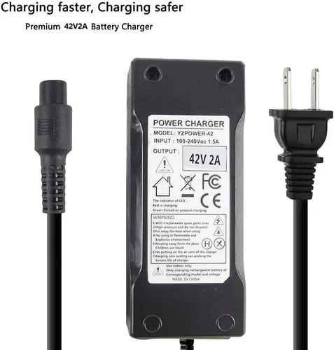 Miniatura 4 de Cargador adaptador de batería de litio de 42V 2A con fuente de alimentación de conector en línea de 3 clavijas para batería de litio 42V