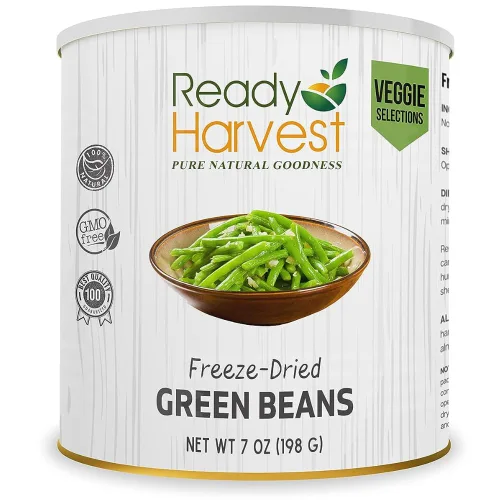 Ready Harvest Alimentos liofilizados - Judías verdes | Alimentos de emergencia | Vegetales para acampar | Lata #10 | Vida útil de 25 años | Latas