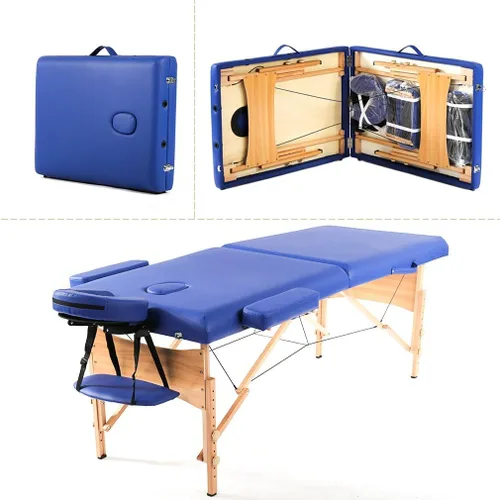 Miniatura 13 de Mesa de masaje portátil, cama de masaje para spa de altura ajustable, 77 pulgadas de largo x 28 pulgadas de ancho, plegable en 2, hecha