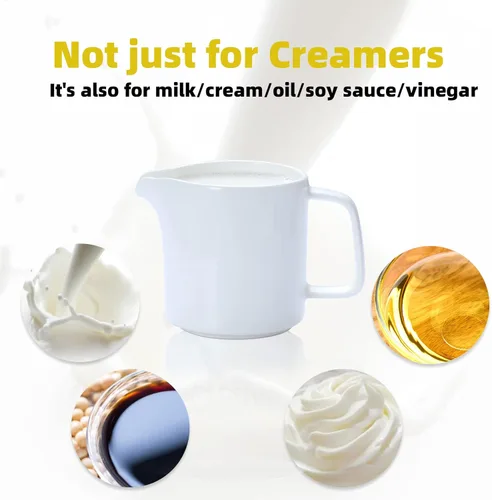 Miniatura 5 de ONTUBE Crema de cerámica, jarra de crema de leche de café de porcelana con asa para el hogar y la cocina, 10 onzas (blanco)