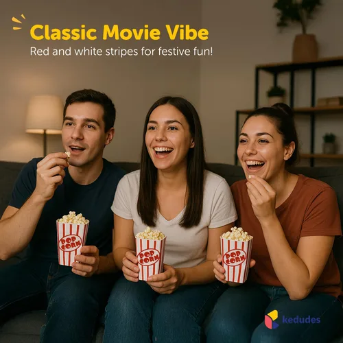 Miniatura 6 de Kedudes Cajas de palomitas de maíz de noche de película para fiesta (paquete de 20) – Cubos de papel para aperitivos – Decoraciones de fiestas