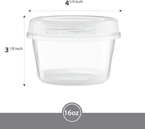Miniatura 5 de ELEGANT DISPOSABLES Paquete de 20 recipientes transparentes con tapa giratoria de 16 onzas con tapas roscadas en la parte superior giratoria